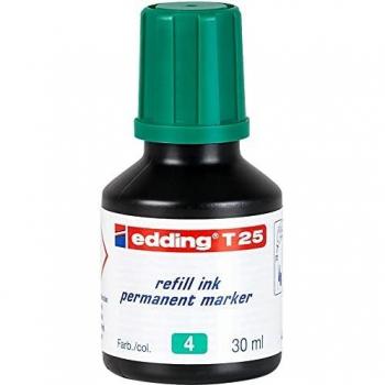 edding T 25 tinta de recambio para marcadores permanentes, verde, 30 ml, con sistema dispensador de gotas, para rellenar rápidamente casi todos los marcadores permanentes edding