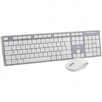 Pack Teclado y Ratón Inalámbricos TNB Classy AZERTY Francés, Confortable y Silencioso, Blanco