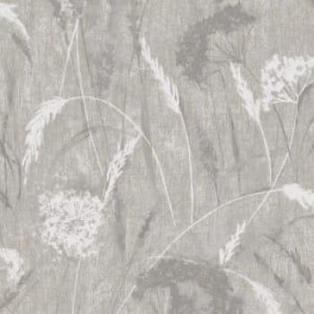 Pappus Grey Botanical Floral Dandelions Metallic Wallpaper
