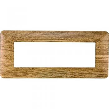 Placa de plástico compatible Bticino Matix 6 módulos color madera oscura