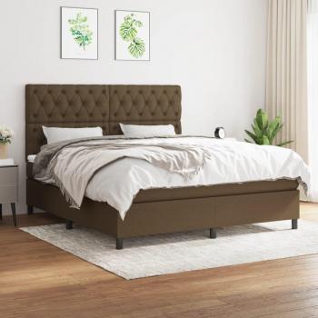 Cama box spring suave con colchón marrón oscuro 160x200 cm tela