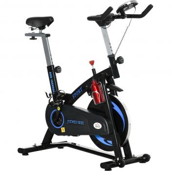 HOMCOM Bicicleta Estática de Fitness con Pantalla LCD, Volante de Inercia de 10 kg, Asiento y Manillar Ajustables, Resistencia Magnética, Ruedas, 47x120