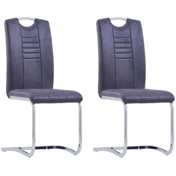 Sillas de comedor voladizas de ante gris - 2 piezas