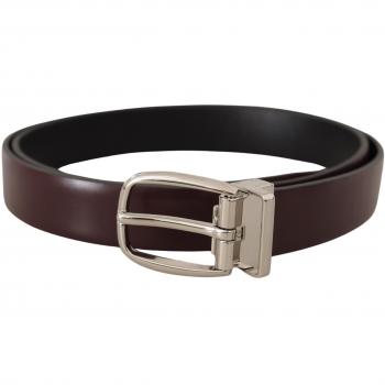Dolce & Gabbana Solid Brown Leather Silver Metal Belt - 90 cm / 36 Inches