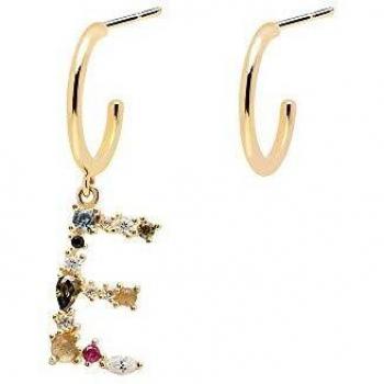 PDPAOLA - Pendientes Letra E - Plata de Ley 925 Bañada en Oro de 18k - Joyas para Mujer