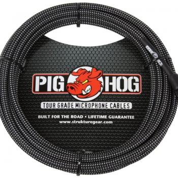 Pig Hog 10' Woven Mic XLR to XLR Cable, Black & White