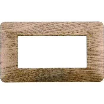 Placa de plástico 4 módulos color madera clara compatible con Bticino Matix
