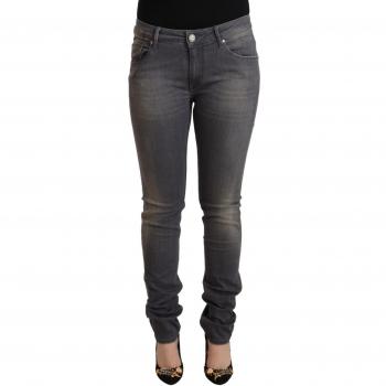 Acht Dark Gray Washed Cotton Denim Skinny Jeans - W34