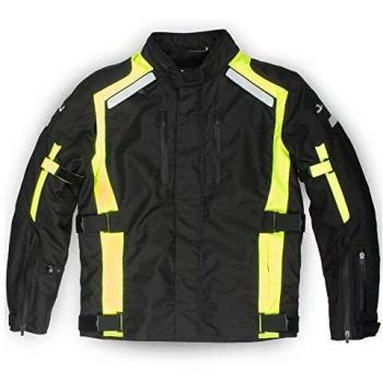 OJ Invincible - Chaqueta para moto de 4 estaciones, color negro y amarillo fluorescente, talla S