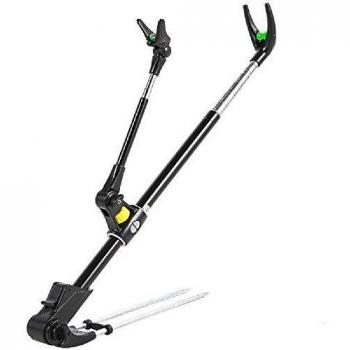 JSH - Soporte de caña de pesca de acero inoxidable con inserción antideslizante, ajustable a 360 grados, plegable y desmontable para caña de pescar 2,1 m/acero negro grueso