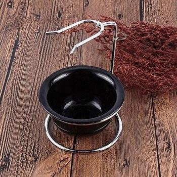 sypure (TM) 2016 Nueva diseño de belleza hombres cromado jabonera cepillo soporte de afeitado de afeitar barba afeitadora limpia Kit Set fácil Cary