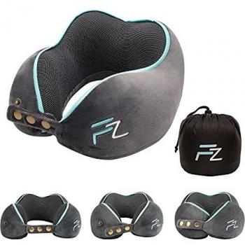 FLOWZOOM® Comfy Almohada Viaje viscoelastica | Almohada de Viaje para Cuello | Almohada Avion Lavable y Transpirable | Cojin Viaje | Almohada Cuello | Adultos, Gris