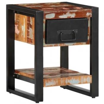 Multicolour Reclaimed Solid Wood Bedside Table 35x34x45cm