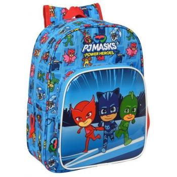 Mochila Escolar Infantil PJ Masks con Adaptador para Carro, Hombreras Acolchadas y Bolsillo Lateral - Safta 26x34x11cm