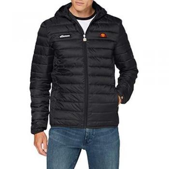 Chaqueta acolchada para hombre Ellesse Lombardy, color negro, 100% poliéster, con capucha y ajuste elástico