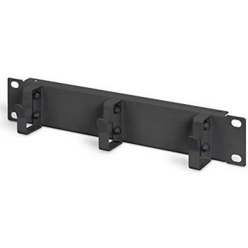 Panel de gestión de cables 10, 1U, negro con 3 guías para armario rack