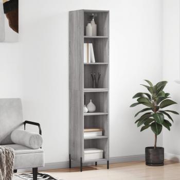 Aparador alto contrachapada gris Sonoma 34,5x32,5x180 cm con 3 estantes, Mueble de Almacenaje de Salón, Buffet para salón, Armario Auxiliar, Armario de Al