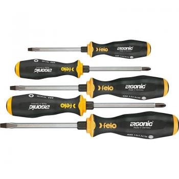 Juego de destornilladores de varilla pasante Felo Ergonic (Planos y PH / 5 uds.)