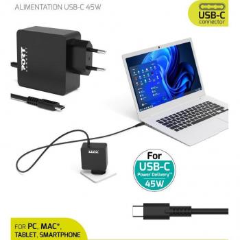 Cargador Port Designs 900096B 45W USB-C para Smartphone y Portátil