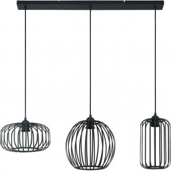 Lámpara colgante Krish de Lindby, look jaula, 3 luces, estilo vintage en negro, fabricada en metal, ideal para salón y comedor (3 bombillas E27)