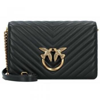 PINKO Love Click Shoulder Bag Leather Black 25 cm Cross Body Bag ONE SIZE