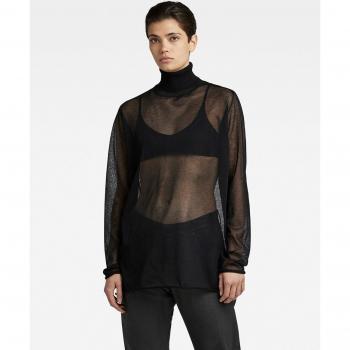 Jersey de mujer G-Star Raw Turtle Sheer de corte holgado y efecto semitransparente en negro - Talla XS