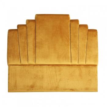 Cabezal de cama Vallans de terciopelo en color mostaza 143x7x120cm
