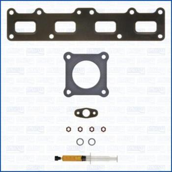 Juego de montaje turbocompresor AJUSA JTC12164 con studs, syringe oil y juntas, incluye instrucciones de montaje