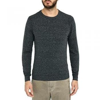 Pull Col Rond Gris Antracite Gris Chiné Maniky Logo Diesel pour homme -