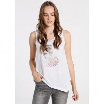 Top Asimétrico Gráfica Blanco Lois Jeans