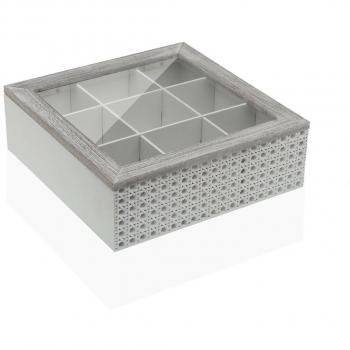 Caja para Infusiones Versa Blanco Madera MDF 24 x 8 x 17 cm