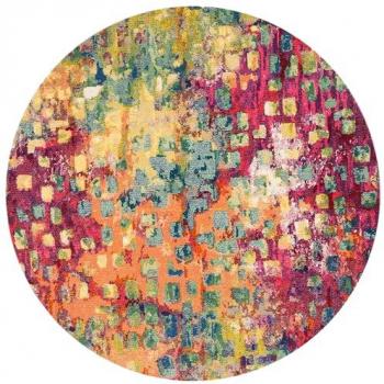 Safavieh Alfombra Moderna y Elegante Madison Fucsia y Oro 122 x 122 cm para salón, comedor y dormitorio, de pelo corto