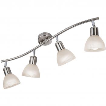 Lámpara de Techo LED 4 Focos Nickel Mate con Pantalla de Cristal Satinado, 3000K, 70 cm