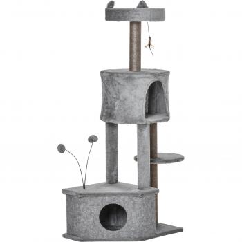 Árbol Rascador para Gatos 60x40x133 cm con Nido Cueva de Fieltro Extraíble