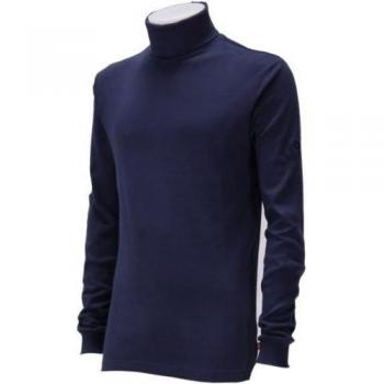 Medico - Camiseta de esquí de manga larga de 100 % algodón, cuello alto, para hombre, azul marino, 56