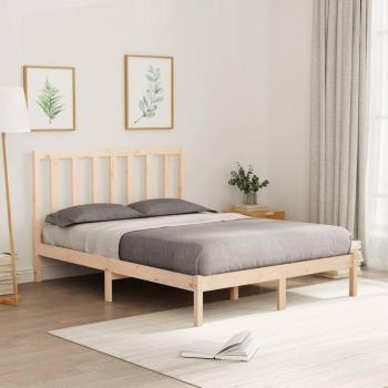 Cama de madera maciza 120x200 cm - Estructura de cama de pino, dimensiones 120x200 cm, diseño robusto y duradero, acabado natural, fácil montaje