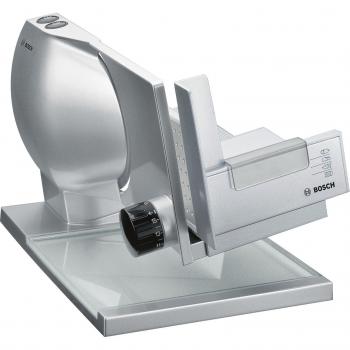 Bosch MAS9454M - Cortafiambres 2-en-1 con disco de corte MultiCut, acero inoxidable y carro metálico de gran tamaño, 140 W, color plata / metálico
