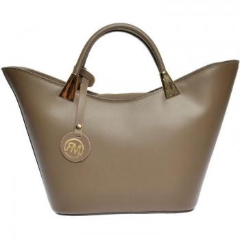 Bolso tote Roberta M de cuero en color lodo, tamaño único