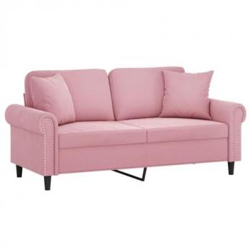 Sofá de 2 Plazas con Cojines de Terciopelo Rosa 140 cm