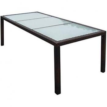 vidaXL Mesa Comedor Rectangular Ratán Sintético Vidrio Cristal Jardín Patio