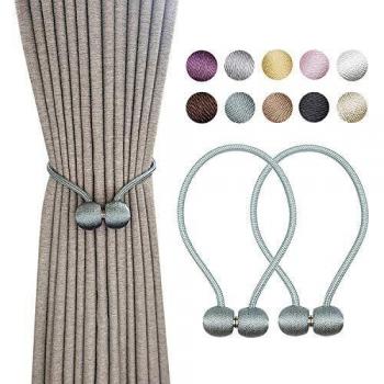 Imán para Cortinas,Yicswull Detalle de Bola de Gancho para Abrazaderas de Cortina, Hebillas Cuerda, Set de 2