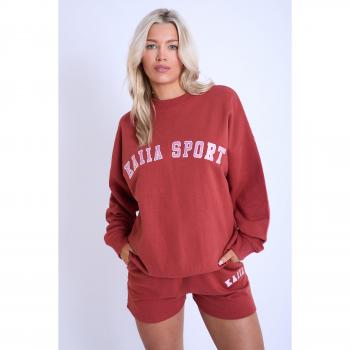Kaiia Sport Oversized Sweatshirt Rust & Pink