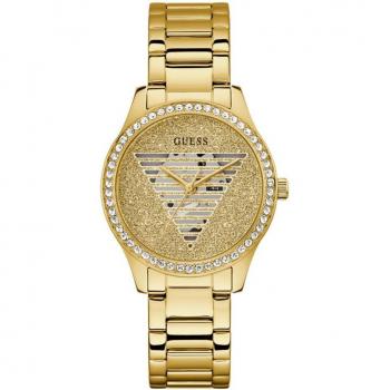 Guess Reloj de Mujer Lady Idol GW0605L2 con Esfera Blanca y Correa de Acero Inoxidable Dorada