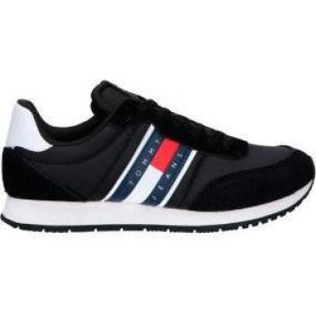 Tommy Jeans Men's Runner Sneakers EM0EM01351 Black Casual Shoes Size 45 Recycled Polyester