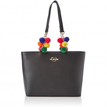 Love Moschino Borsa Nappa PU, Bolso de mano. para Mujer, Negro