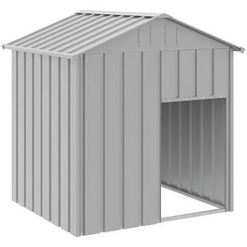 Light Grey Galvanised Steel Dog House with Roof 117x103x123 cm