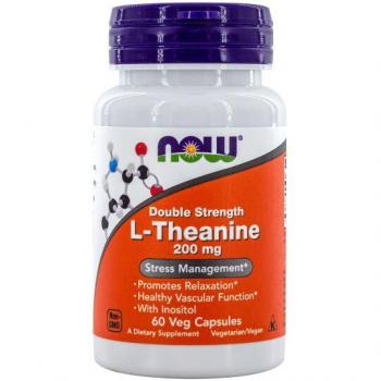 Now Foods L-Theanine Double Strength 200 mg with Inositol 60 Veggie Capsules
