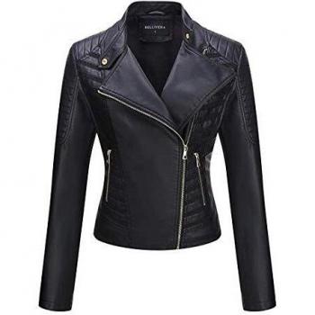 BELLIVERA Chaqueta de Cuero PU para Mujer