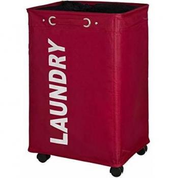 WENKO Pongotodo Quadro rojo - Saco para la ropa sucia Capacidad: 79 l, Poliéster, 40 x 60 x 33 cm, Rojo