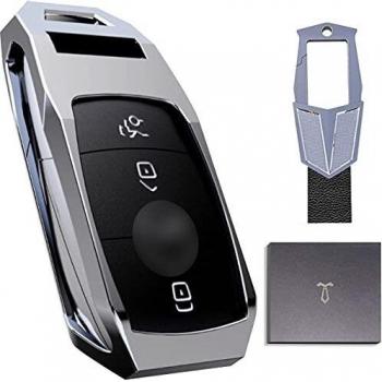 Funda Llave para Benz, Carcasa Llave para Mercedes, Funda de Aleación de Zinc para Llave de Coche con Llavero Adecuada, para Benz Nueva Clase E, S, C, GLC, W213 Remoto Inteligente